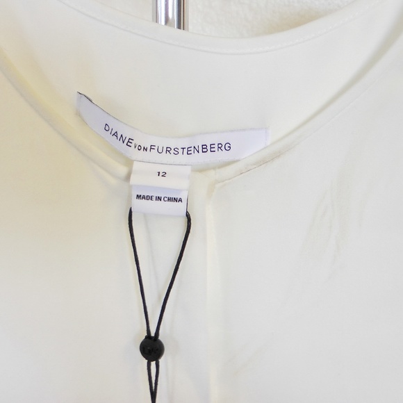 NWT Diane von Furstenberg DVF Silk Blouse - Ivory Top for Work or Casual - Picture 6 of 9